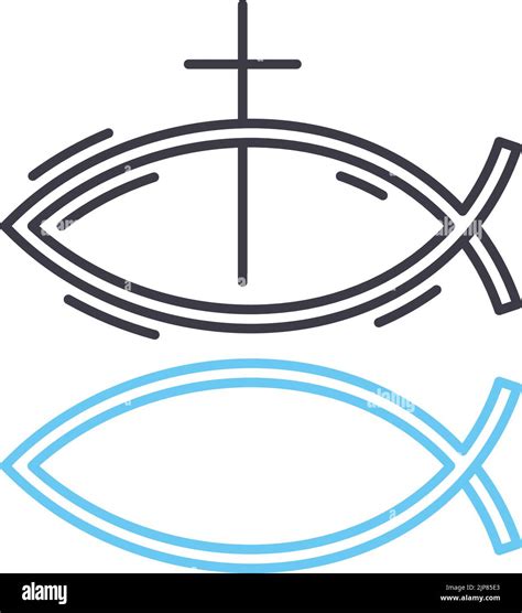Christian Fish Line Icon Outline Symbol Vector Illustration Concept