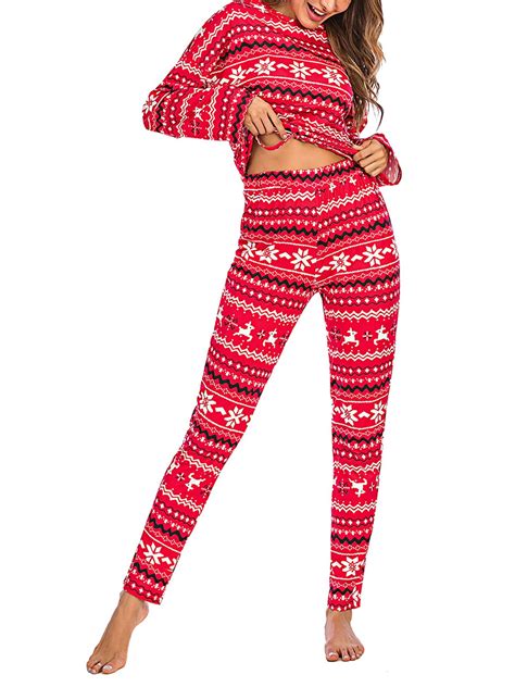Gwiyeopda Women Christmas Pajama Set Long Sleeve Sleepwear Nightwear Lounge Pjs Sets