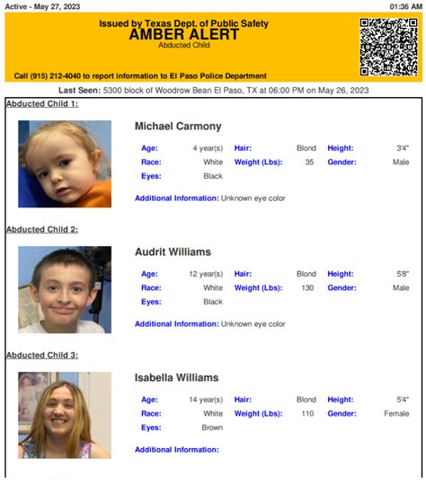 Texas Alerts On Twitter ACTIVE AMBER ALERT For Michael Carmony Audrit Williams Isabella