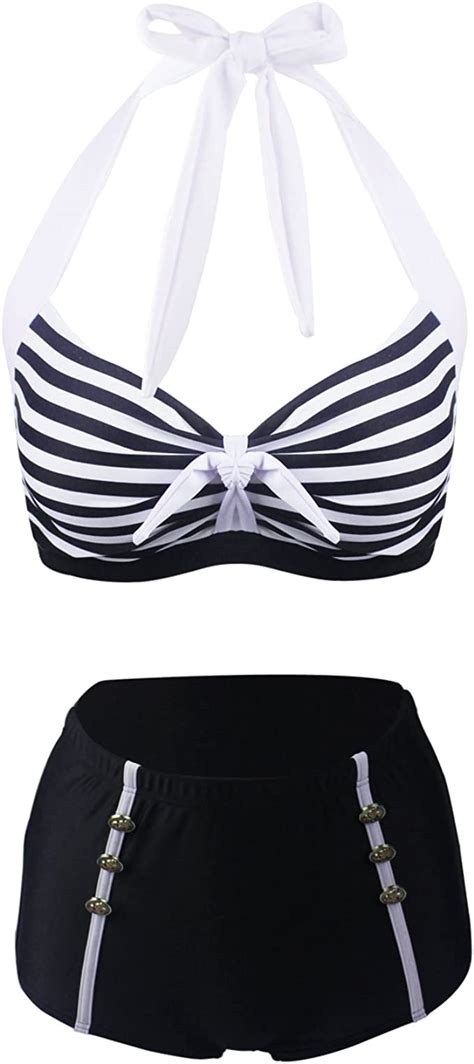 Viloree 1950 S Damen Bademode Bikini Set Push Up Hoher Taille Bauchweg