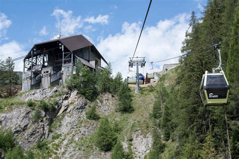 Courmayeur Italy Mont Blanc Cable Car In The Italian Alps Editorial