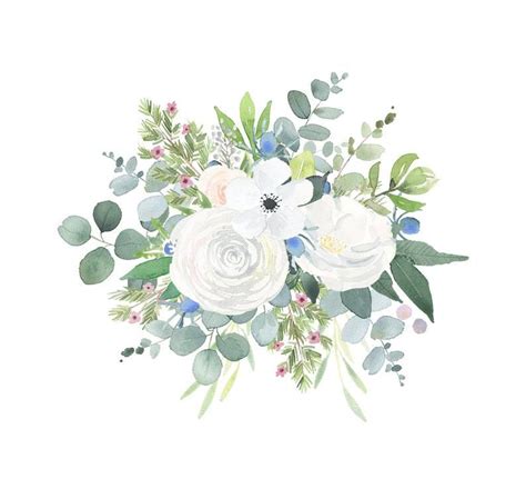 Floral Bouquet Clipart Watercolor Clip Art Flower Png Files Etsy Uk