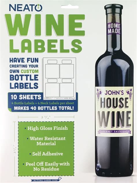 Buy Wine Bottle Labels 10 Sheets 40 Bottle And Neck Labels Make Your