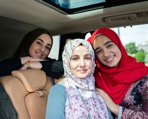 premium photo muslim female friends enjoying road trip traveling at vacation in the car high