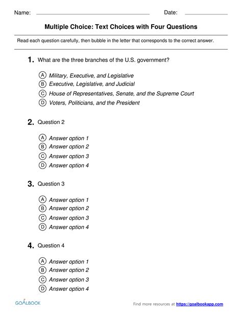 Free Multiple Choice Quiz Template Printable Templates