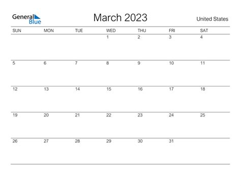 March 2023 Calendar Printable With Holidays 2023 Calendar Printable