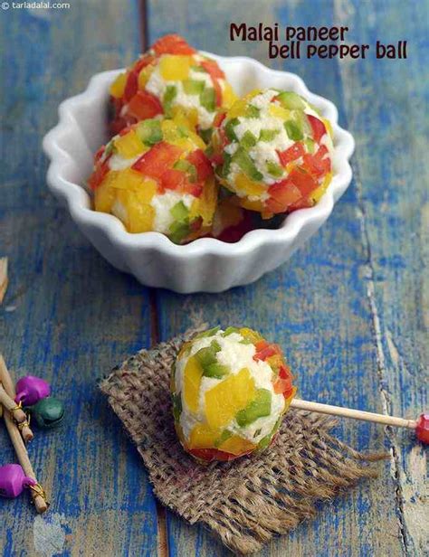 Malai Paneer Bell Pepper Balls Cold Starter Recipe By Tarla Dalal