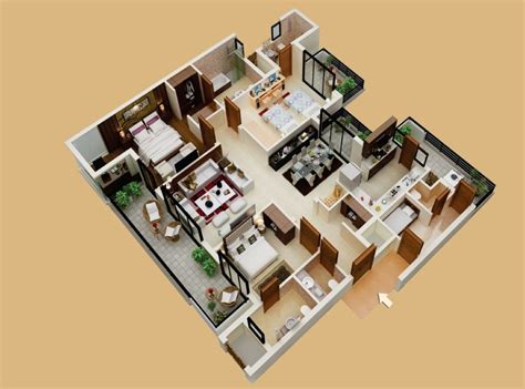 50 Three 3 Bedroom Apartmenthouse Plans Architecture And Design 3d