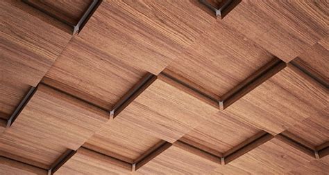 One of the material used is wood and wood composite. Stylish wood ceiling panels, collection from Hunted Douglas