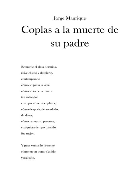 Coplas A La Muerte De Su Padre