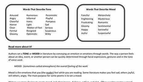 tone and mood worksheets - Google Search | Poetry analysis worksheet
