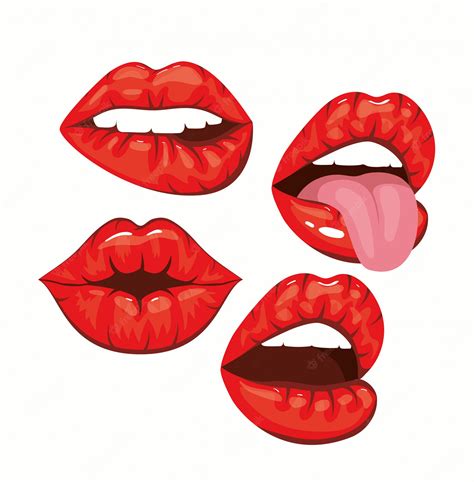 premium vector set of sexy woman mouths in pop art style