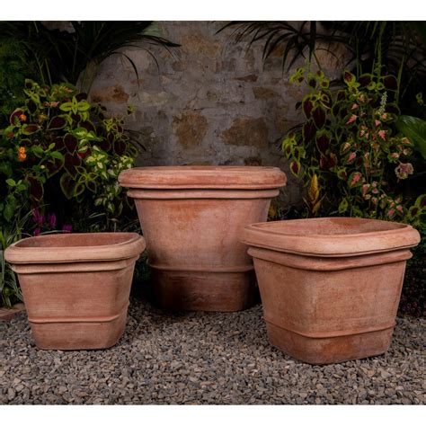 Vaso Quadrato Liscio Terracotta Impruneta