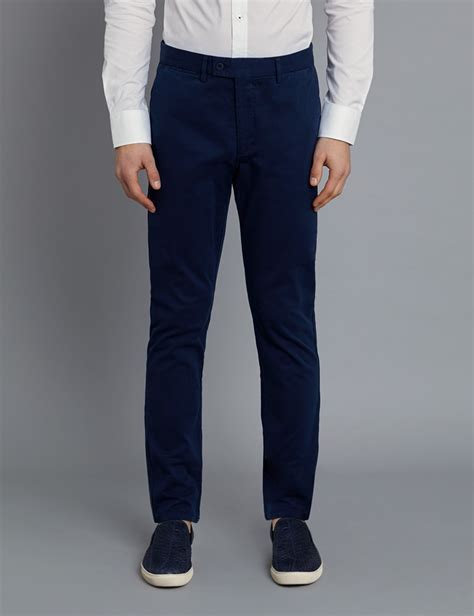 Mens Navy Garment Dye Slim Fit Chinos Hawes And Curtis