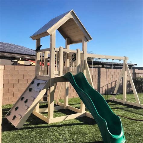 The Hideout Backyard Swing Set Ruffhouse Vinyl Play Systems