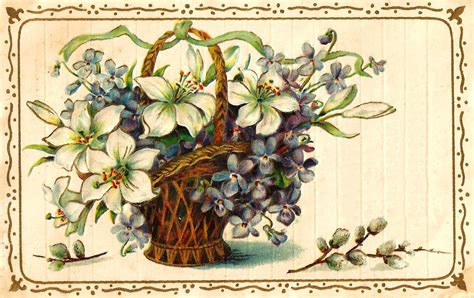 Antique Images Wildflower Image Free Flower Basket Digital Download