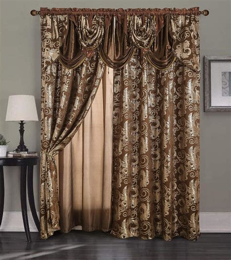 Golden Rugs Jacquard Luxury Curtain Window Panel Set Curtain With