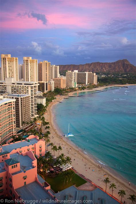 Sunrise Waikiki Beach Honolulu Hawaii Ron Niebrugge Photography