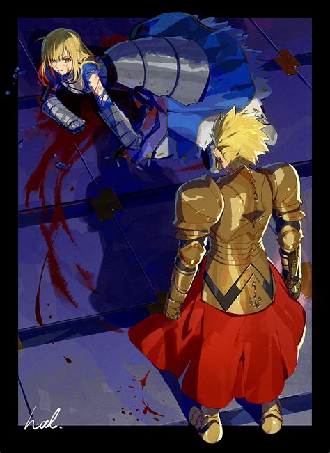Artoria Pendragon Saber And Gilgamesh Fate And 1 More Drawn By Hal