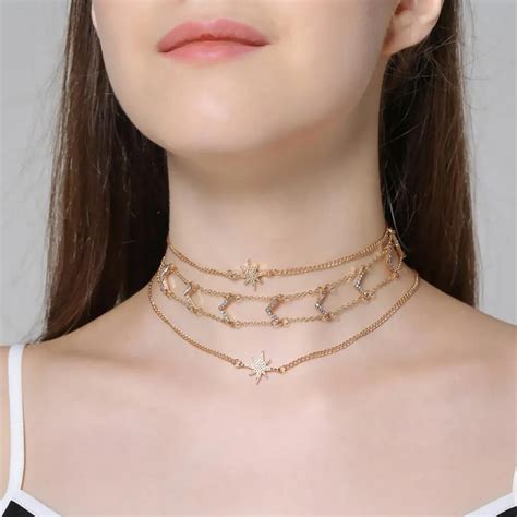 Pcs Rhinestone Crystal Choker Necklace Jewelry Fashion Women Statement Neck Collar Multiple