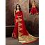 Buy Red Heavy Embroidered Designer Cotton Silk Sari  Wedding Sarees