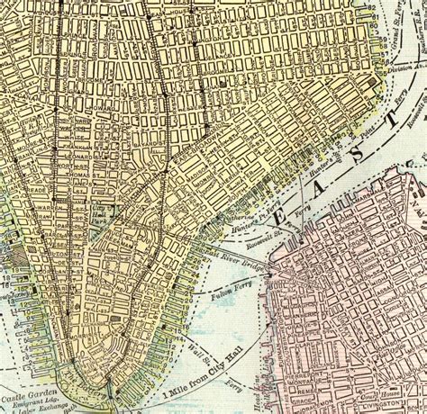 1891 Antique Manhattan Map Vintage Map Of New York City Etsy