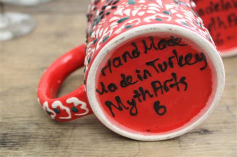 Myth Arts Turkey Red Ceramic Coffee Cups Hand Painted Mugs Turkish Pottery