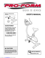 The sedal number the proform 920 s ekg offers an impressive can be found on a decal attached to the exercise cycle array of features to let you enjoy. Proform 920s Ekg Exercise Bike Manual - ExerciseWalls