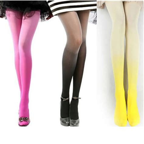 Modern Design New Fashion Women Harajuku Gradient Pantyhose Glossy