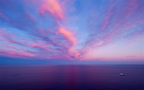 Wallpaper Boat Sunset Sea Clouds Sunrise Horizon Atmosphere Dusk Cloud Dawn Ocean