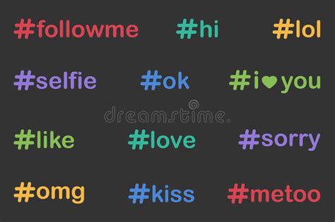 Various Color Hashtags Isolated Stock Vector Illustration Of Message