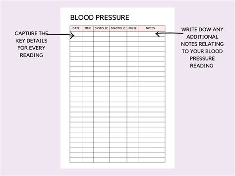 Blood Pressure Log Book Printable High Blood Pressure Tracker Medical