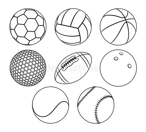Vector Set Of Outlines Different Sport Balls Stock Vector