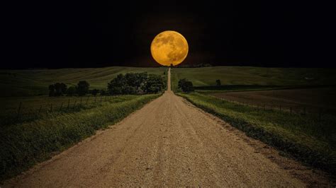 Full Moons Moonlight Photography Super Moon Road Photography