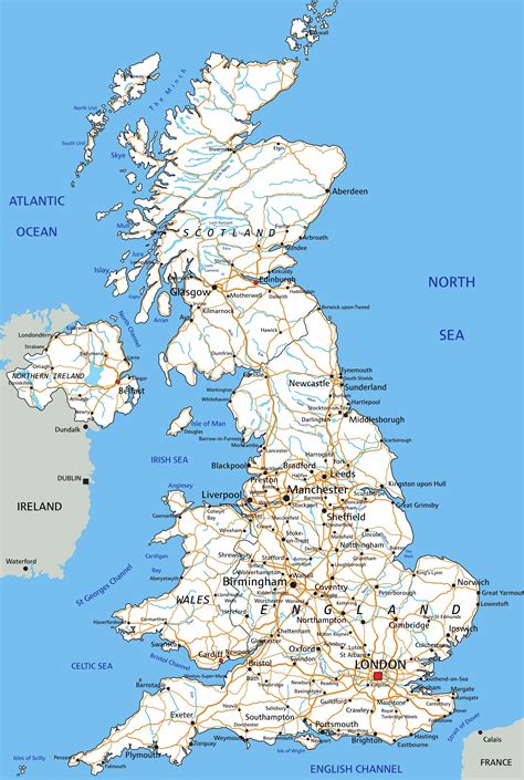 Large Detailed Political Map Of United Kingdom With Roads Images Images