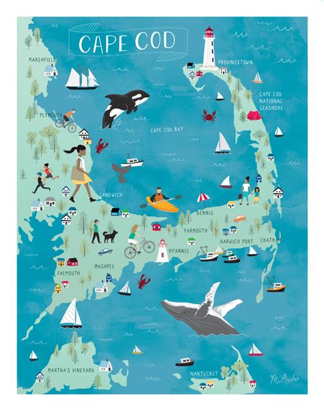 Cape Cod Map Map Creator Pictorial Maps Sea To Shining Sea Cape Cod