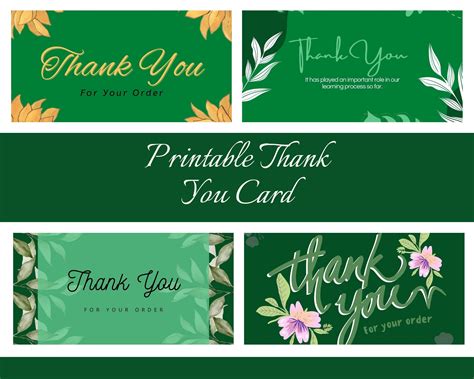 Green Designed Printable Thank You Card Thank You Cards Designs Green