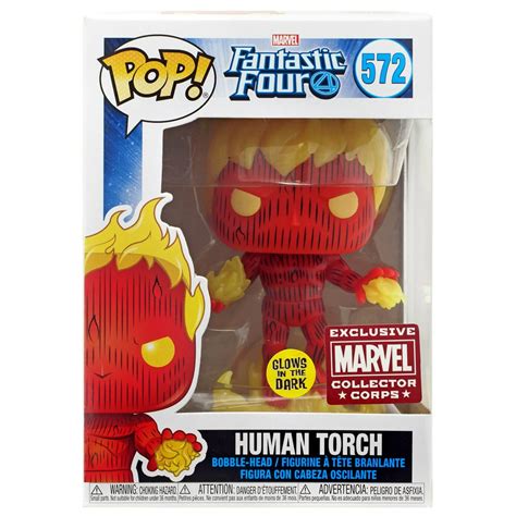 Funko Pop Marvel Human Torch Vinyl Figure Glow In The Dark Walmart