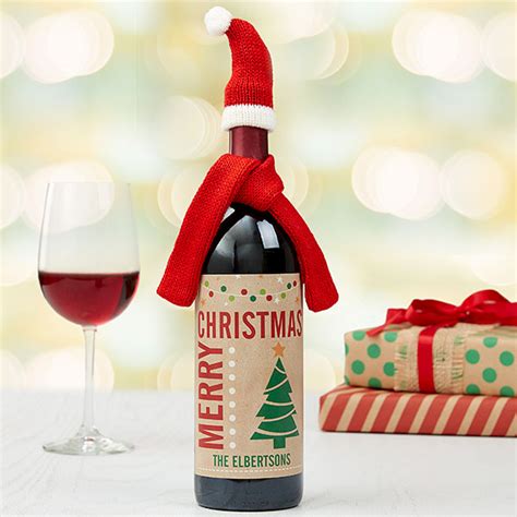Merry Christmas Personalized Wine Bottle Label Christmas Wine Bottle Labels Christmas Wine