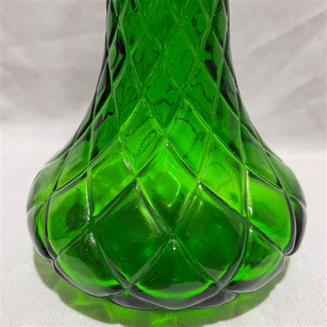 Vintage Emerald Green Hoosier Glass 9 Diamond Bud Vase 4092 Etsy