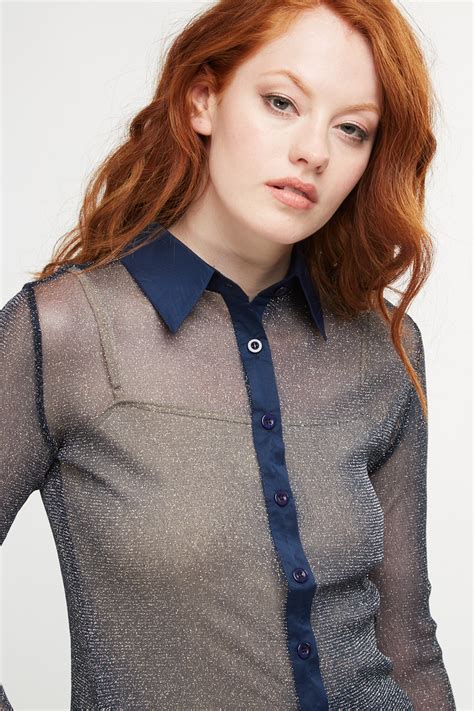 Metallic Sheer Mesh Shirt Just 3