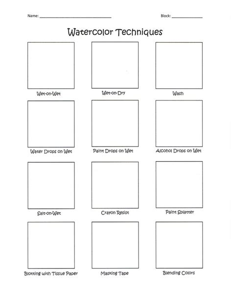 I Made A Watercolor Worksheet For My Art Classes Watercolor