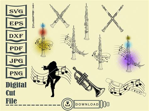 Flute Svg File Clarinet Svg Marching Band Svg Musical Instrument Svg