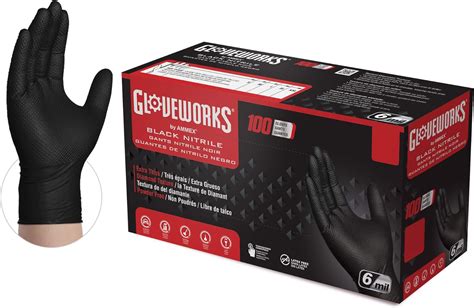 Gloveworks Hd Black Nitrile Industrial Disposable Gloves 6 Mil Latex