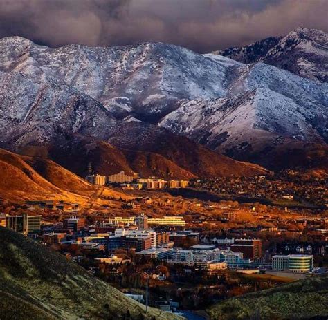 Beautiful Sunset On University Of Utah Campus In Salt Lake City Ut