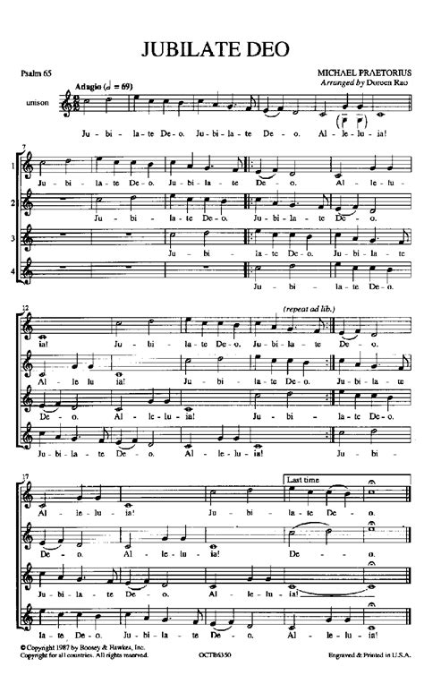 Jubilate Deo Unisontwo Part By Michael P Jw Pepper Sheet Music
