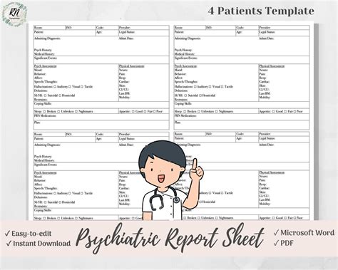 The BEST Psych Nurse Report Sheet For 4 Patients Psychiatric Nurse