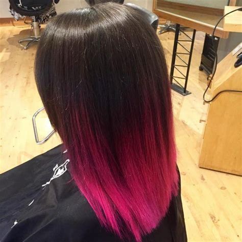 Even natural black is hard to get safely light enough to dye pink. Straight Black to Pink Ombre Balayage #blackombrehair | Pink ombre hair