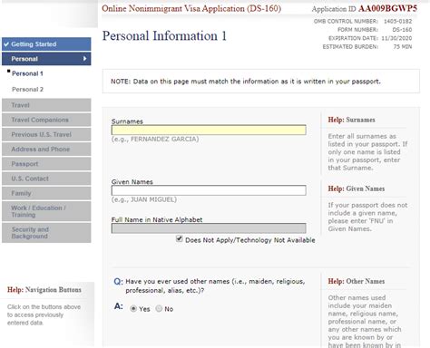 How To Fill Up The Ds160 Form Online Usa Tourist Visa Application Form