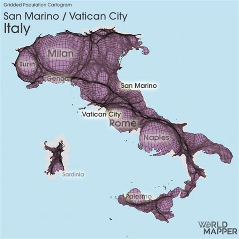 Italy San Marino Vatican Gridded Population Worldmapper